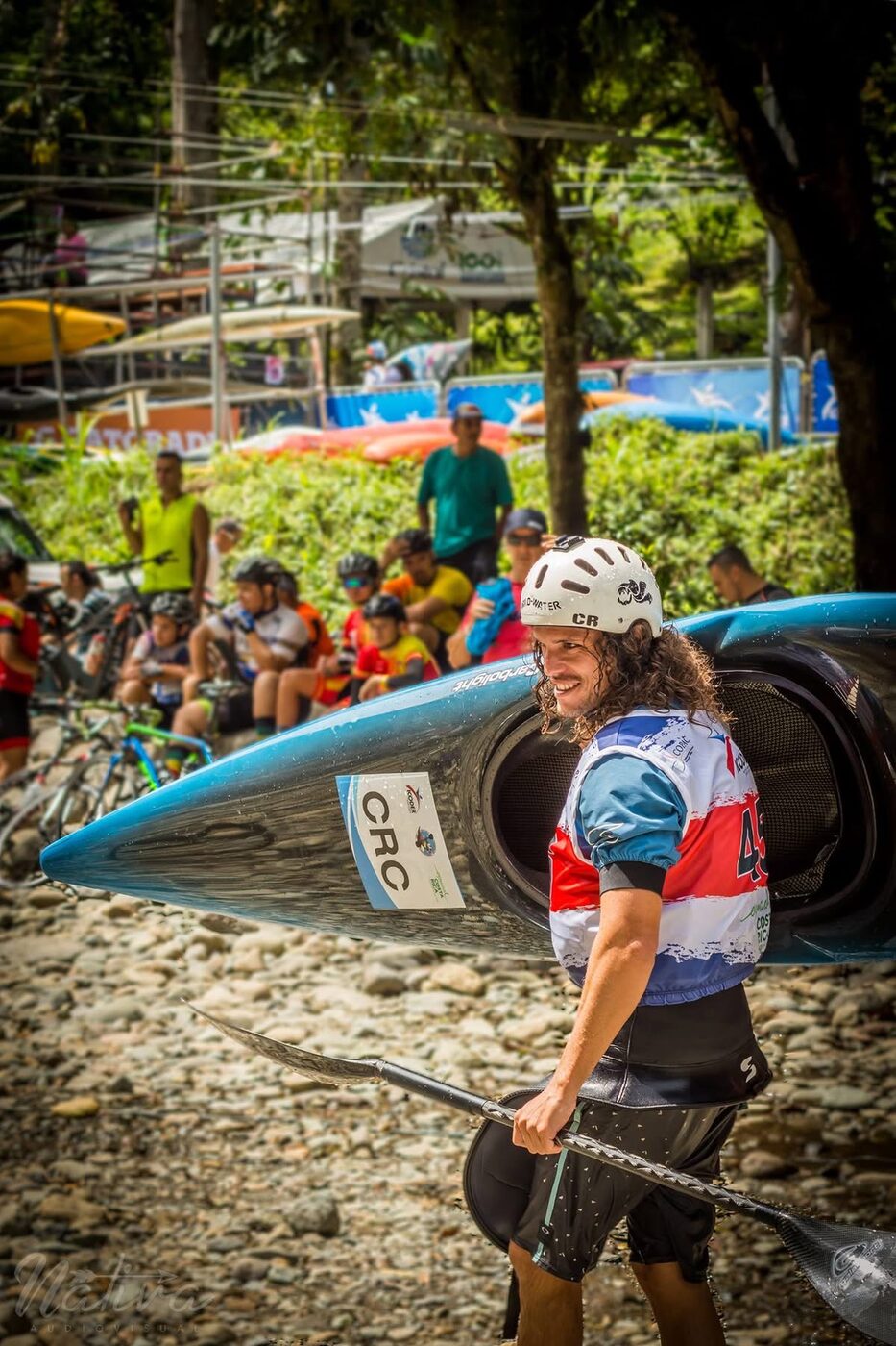 Diego with his Costa Rica national team kayak