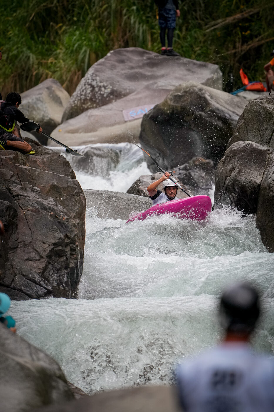 Diego threading a boulder rapid